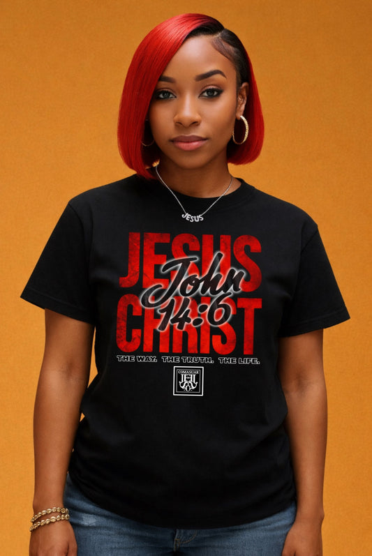 THE JOHN 14:6 TEE (BLACK+RED)