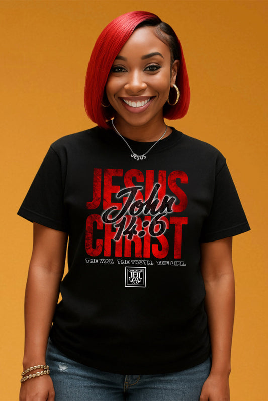 THE WAY. THE TRUTH. THE LIFE JOHN 14:6 TEE (BLACK/RED)